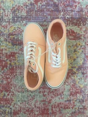 Vans Peach Canvas Old Skool Sneakers with White Stripe